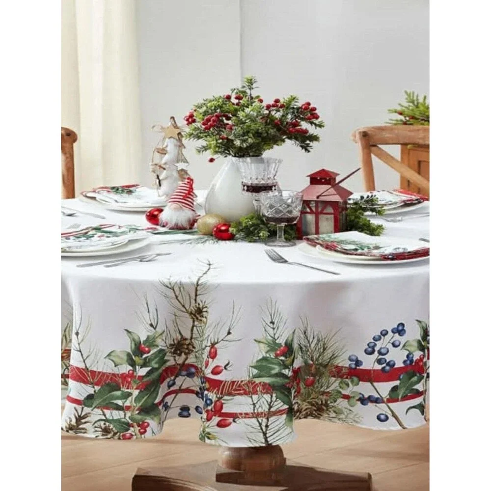 NEW 60” Round Winter Tablecloth